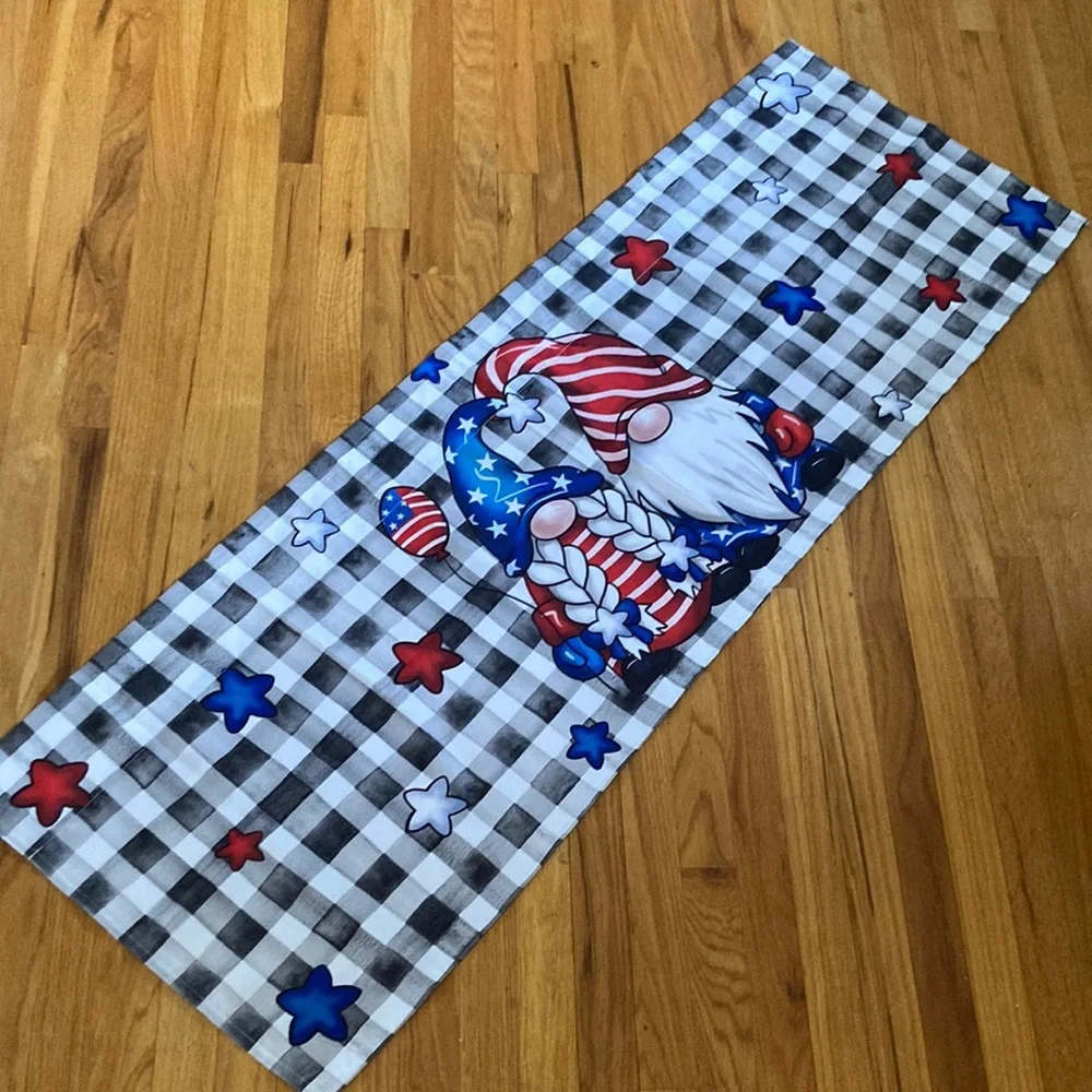 One Patriotic Gnome Polyester Decorative Valance 18 x 45 New Without Tags